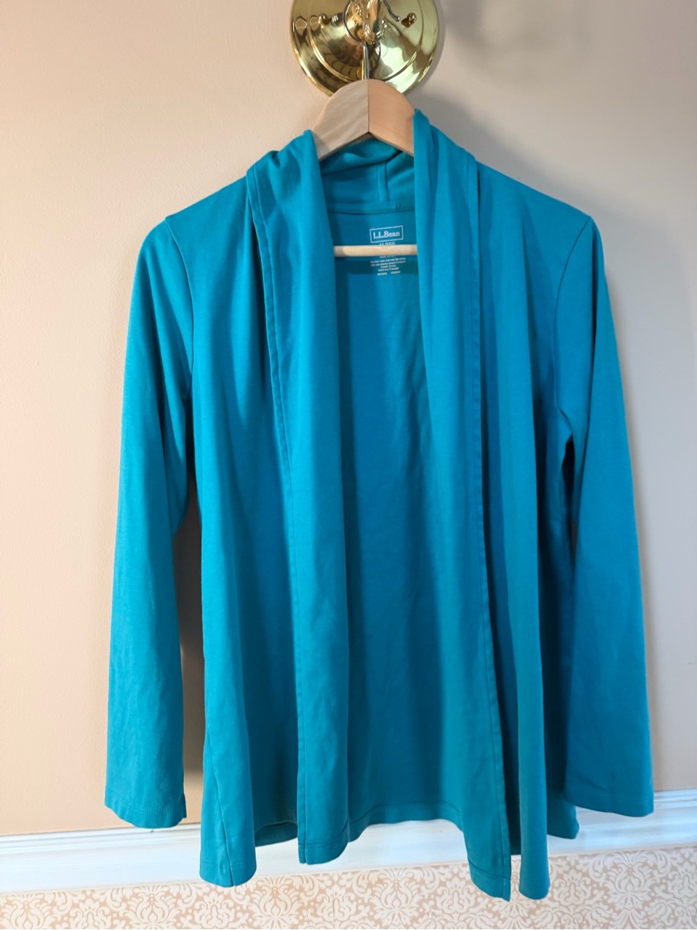 L.L. Bean Women's Teal Open-Front Lightweight Jacket 100% cotton